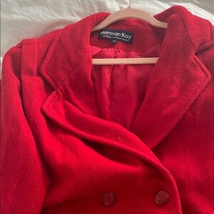 Herman Kay Women's Classic Red Pea Coat